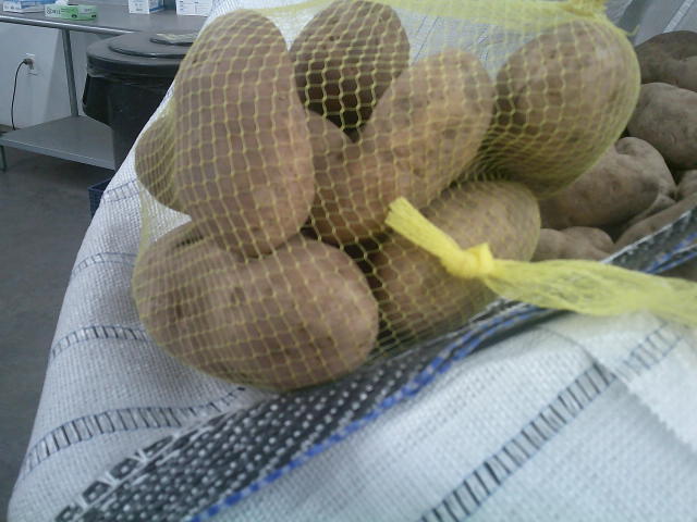 Mesh bag of potatoes.